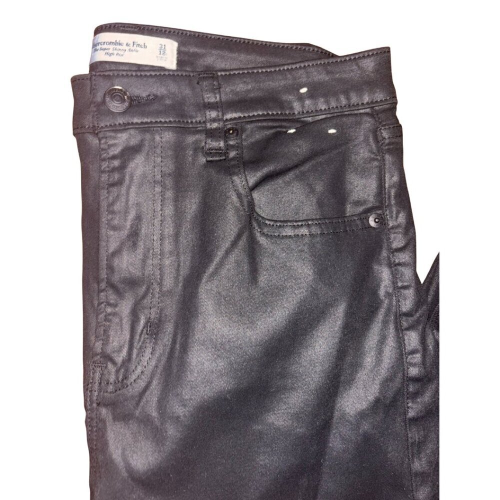 41. Abercrombie & Fitch “The Super Skinny” Shiny Ankle Jeans High Rise Size 12S - Picture 3 of 5